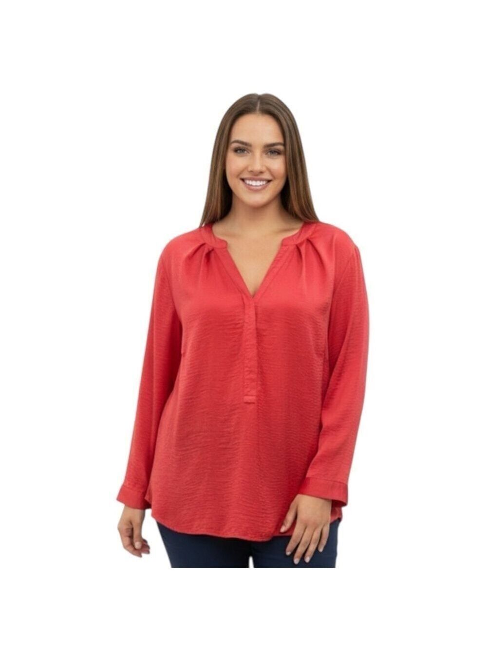 Violet & Claire Size 3X Salmon Colored Satin Blouse
